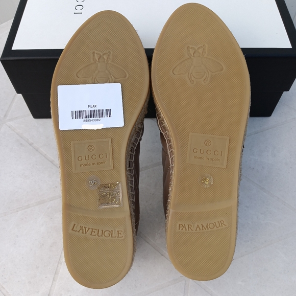 NEW GUCCI DOUBLE GG LOGO ESPADRILLES MARMONT MATELASSE LEATHER SZ 35 - Picture 13 of 14